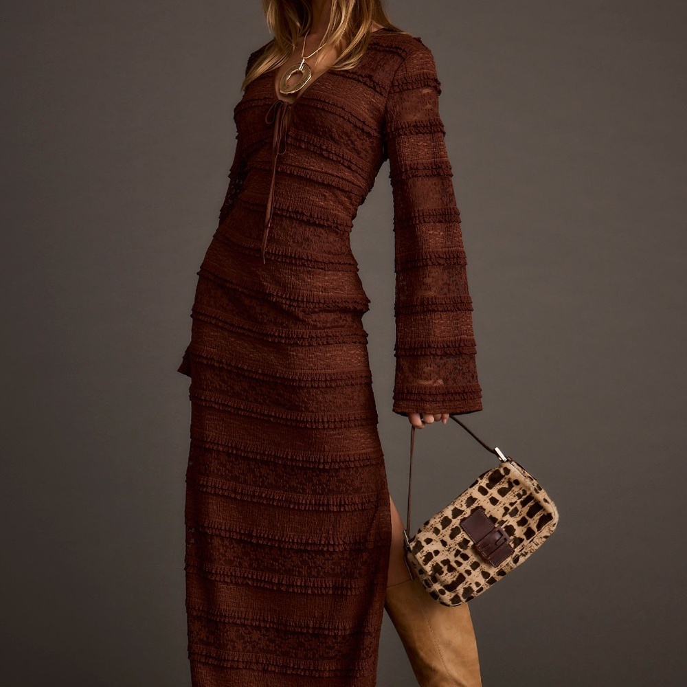 12th Tribe Melrose Espresso Maxi Dress Size SS